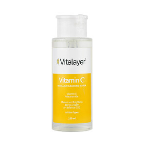 محلول پاک کننده آرایش روشنکننده ویتالیر حاوی ویتامین C مناسب انواع پوست مدل Vitamin C حجم 250 میل