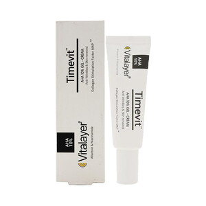 ژل کرم لایه‌بردار و ضد چروک ویتالیر حاوی AHA 10% مدل Timevit حجم 30 میل