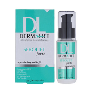 ژل ضد جوش قوی و کنترل‌کننده چربی درمالیفت مخصوص پوست‌های چرب و جوشدار مدل Sebolift Forte حجم 50 میل