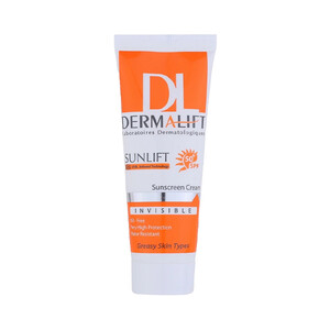 کرم ضد آفتاب بی‌رنگ کنترل‌کننده چربی درمالیفت مخصوص پوست‌های چرب مدل Sunlift SPF 50 حجم 40 میل