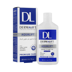 ژل شستشوی صورت کرمدار و آبرسان درمالیفت مخصوص پوستهای خشک مدل Aqualift حجم 200 میل