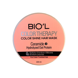 ماسک موی داخل حمام بیول مدل Color Therapy حاوی سرامید و پروتئین هیدرولیز شده جو دوسر مناسب موهای رنگ شده و دکلره حجم ۲۲۰ میل