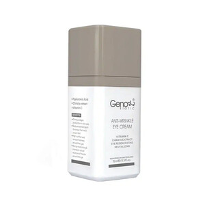 کرم ضد چروک دور چشم ژنوبایوتیک حاوی ویتامین c و هیالورونیک اسید کاهش دهنده عمق چروک های عمیق حجم 15 میل