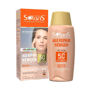فلوئید ضد آفتاب رنگی آردن سولاریس SPF 50 ضد چروک سطحی رنگ بژ روشن حجم ۷۵ میل
