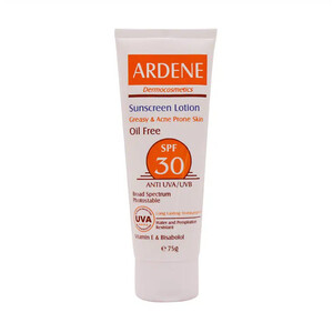 لوسیون ضد آفتاب آردن SPF 30 فاقد چربی مناسب پوست‌های چرب و جوشدار حجم ۷۵ میل