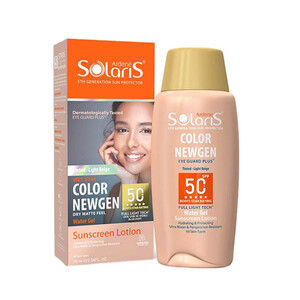 لوسیون ضد آفتاب رنگی فاقد چربی آردن سولاریس SPF 50 مدل Newgen (پایه آب) رنگ بژ روشن حجم ۷۵ میل