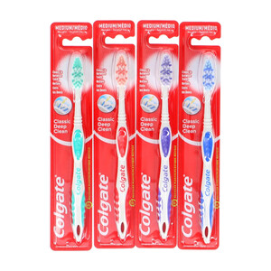 مسواک کلگیت مدل Classic Deep Clean برس مدیوم با الیاف پاک کننده عمیق (تنوع رنگی رندوم)