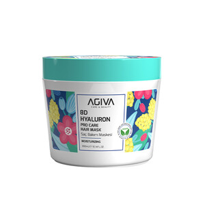 ماسک مو مرطوب کننده آگیوا مدل 8D Hyaluron با آبرسانی هشت لایه و حاوی روغن بادام حجم ۳۰۰ میل