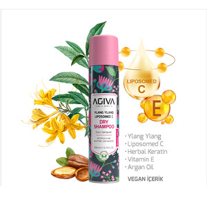 شامپو خشک آنتی‌اکسیدان آگیوا مدل Ylang Ylang حاوی ویتامین C حجم ۲۰۰ میل