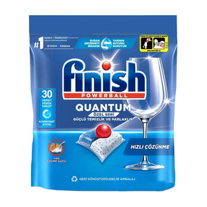 قرص ماشین ظرفشویی فینیش مدل Quantum با قدرت پاک‌کنندگی سه‌گانه و جلاسنج بلورین تعداد ۳۰ عددی