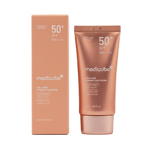 ضد آفتاب مدی‌کیوب مدل Collagen Firming با فینیش جوانساز و تقویت‌کننده انعطاف‌پذیری حجم ۵۰ میل