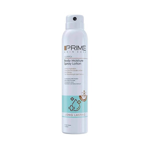 اسپری لوسیون آبرسان بدن پرایم مدل Long Lasting مناسب انواع پوست فاقد چربی و رطوبت رسان ۲۴ ساعته حجم ۲۰۰ میل