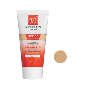 کرم ضد آفتاب رنگی با پوشش کرم پودری مای مدل SPF 60  Extreme Protection ضد آب و مناسب پوست های نرمال و خشک حاوی ویتامین E و B5 حجم ۵۰ میل