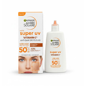 فلویید ضد آفتاب ضد لک بی رنگ گارنیه مدل Super UV مناسب انواع پوست کاهش دهنده لک های تیره حاوی ویتامین C و SPF 50 حجم ۴۰ میل