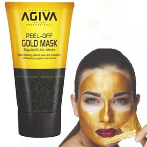 ماسک صورت لایه‌بردار آگیوا مدل PEEL OFF GOLD MASK مناسب انواع پوست بازسازی‌کننده و ضدجوش سرسیاه حجم ۱۵۰ میل
