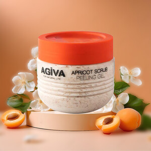 ژل اسکراب لایه‌بردار آگیوا مدل APRICOT SCRUB PEELING مناسب انواع پوست پاکسازی عمیق با عصاره طبیعی زردآلو حجم ۳۵۰ میل