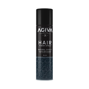 اسپری پرپشت‌کننده و فیبر مو آگیوا مدل HAIR FIBER SPRAY رنگ مشکی (Black) مناسب انواع مو با جلوه طبیعی و ضدآب حجم ۱۵۰ میل