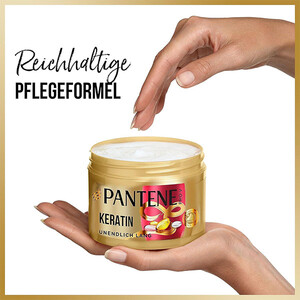 ماسک مو استحکام‌بخش پنتن مدل KERATIN UNENDLICH LANG مناسب موهایِ بلند و ضعیف حاویِ نیاسینامید و ویتامین E حجم ۳۰۰ میل
