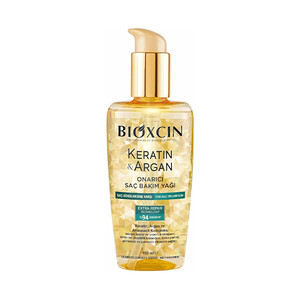 روغن ترمیم‌کننده و تقویت‌کننده مو بیوکسین مدل KERATIN &amp; ARGAN با تکنولوژی EXTRA REPAIR حاوی آمینواسید حجم ۱۵۰ میل