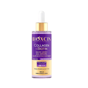 سرم موی حجم‌دهنده و ضخیم‌کننده بیوکسین مدل COLLAGEN &amp;amp; BIOTIN با تکنولوژی EXTRA VOLUME حاوی پپتیدهای مغذی حجم ۱۰۰ میل