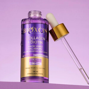 سرم موی حجم‌دهنده و ضخیم‌کننده بیوکسین مدل COLLAGEN &amp;amp; BIOTIN با تکنولوژی EXTRA VOLUME حاوی پپتیدهای مغذی حجم ۱۰۰ میل