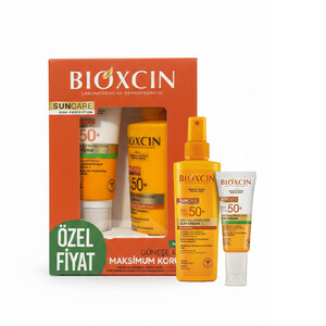 پک دو عددی ضد آفتاب صورت و بدن بیوکسین مدل SUN CARE VERY HIGH PROTECTION با SPF50 حاوی کلاژن و هیالورونیک اسید