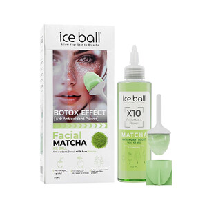 ژل آبرسان و روشن‌کننده صورت آیس بال مدل MATCHA BOTOX EFFECT با قالب سیلیکونی یخی حاوی آنتی‌اکسیدان با اثر بوتاکس حجم ۲۱۲ میل