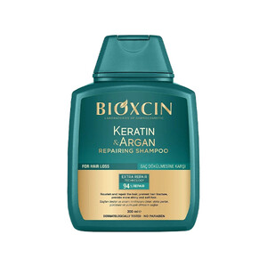 شامپو ترمیم‌کننده و ضد ریزش بیوکسین مدل KERATIN &amp;amp; ARGAN حاوی کراتین و روغن آرگان با خاصیتِ بازسازیِ ۹۴ درصدی حجم ۳۰۰ میل