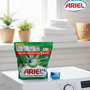 قرص ماشین لباسشویی آریل مدل ALL IN 1 PODS لکه‌بر فوق‌قوی و درخشان‌کننده تخصصی لباس‌های روشن تعداد ۷۰ عددی