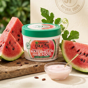 ماسک مو آبرسان گارنیه مدل Watermelon Hair Food حجم دهنده مخصوص موهای نازک حجم ۴۰۰ میل