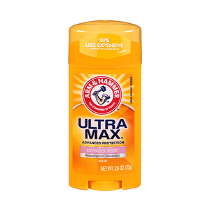 استیک ضد تعریق زنانه آرم اند همر مدل Ultra Max Powder Fresh با ماندگاری 48 ساعته و  رایحه ملایم پودری وزن ۷۳ گرم