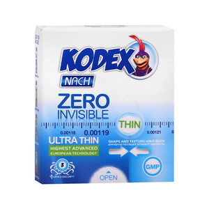 کاندوم کدکس مدل ZERO INVISIBLE بسیار نازک و نامرئی بسته ۳ عددی