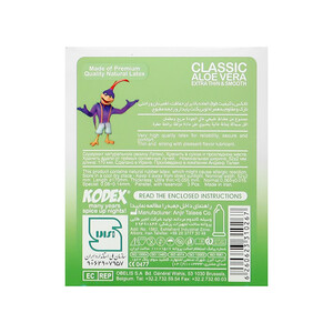 کاندوم  خیلی نازک کدکس مدل CLASSIC ALOE VERA حاوی صعاره آلوئه ورا و روان کننده  بسته ۳ عددی
