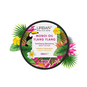 اسکراب لایه‌بردار و شاداب‌کننده بدن اوربن کر مدل MONOI OIL &amp;amp; YLANG YLANG حاوی روغن‌های استوایی حجم ۲۰۰ میل