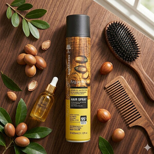 اسپری فیکساتور و حالت‌دهنده قوی تارهای مو لایتنس حاوی روغن آرگان مراکشی حجم ۴۲۰ میل
