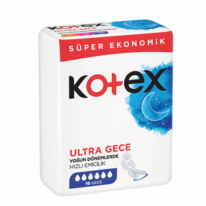 نوار بهداشتی کوتکس مدل ULTRA GECE با قابلیت جذب بسیار بالا مخصوص شب بسته 16 عددی