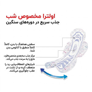 نوار بهداشتی کوتکس مدل ULTRA GECE با قابلیت جذب بسیار بالا مخصوص شب بسته 16 عددی
