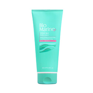 لوسیون بدن بایومارین مدل AQUA SILK مغذی و تقویت کننده رطوبت رسان و التیام بخش حجم ۲۰۰ میل