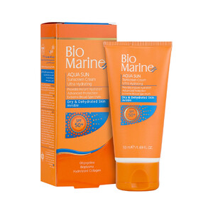 کرم ضد آفتاب  بی رنگ بایومارین مدل AQUA SUN با SPF50 رطوبت رسان مناسب پوست های خشک و دهیدراته حجم ۵۰ میل