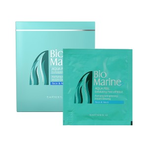 ماسک لایه بردار صورت و گردن بایومارین مدل AQUA PEEL  پاکسازی کننده  با عملکرد روشن کننده بسته ۳ عددی
