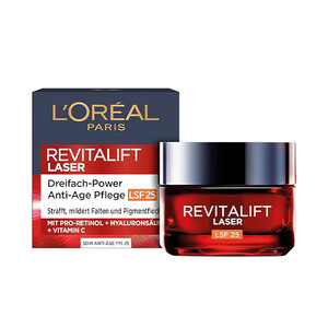 کرم روز ضدچروک لورآل مدل REVITALIFT LASER با ویژگی سفت‌کنندگی پوست و حاوی پرو رتینول و هیالورونیک اسید با فاکتور محافظتی SPF 25 حجم ۵۰ میل