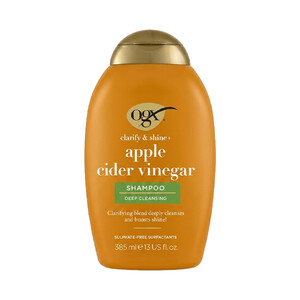 شامپو فری سولفات درخشان‌کننده او جی ایکس مدل Apple Cider Vinegar با عصاره سرکه سیب حجم ۳۸۵ میلی‌لیتر