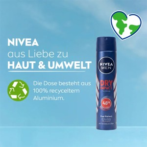 اسپری ضد تعریق مردانه نیوآ مدل DRY IMPACT با ماندگاری ۷۲ ساعته حجم ۲۰۰ میلی‌لیتر
