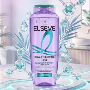 شامپو لورآل مدل Hydra Hyaluronic Pure پاکسازی‌کننده چربی و آبرسان عمیق مو حجم 300 میل