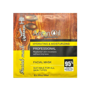 ماسک صورت ورقه‌ای لایتنس حاوی روغن آرگان مغذی و جوانساز مناسب انواع پوست حجم 30ml