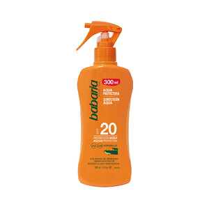 اسپری ضد آفتاب بی رنگ باباریا مدل Aloe Vera با SPF SPF 20 مناسب دست و صورت و بدن حجم 300ml