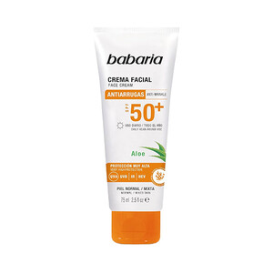کرم ضد آفتاب ضد چروک باباریا مدل Antiarrugas با  SPF50 مناسب پوست های معمولی حجم 75ml