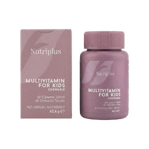 قرص مولتی ویتامین جویدنی نوتری پلاس مدل Multivitamin for Kids مناسب کودکان ۴ تا ۱۰ سال جهت تقویت رشد و سیستم ایمنی با طعم توت فرنگی بسته ۶۰ عددی