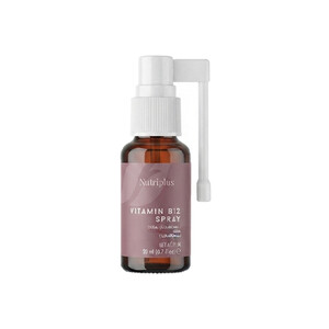 اسپری ویتامین B12 نوتری پلاس مدل Vitamin B12 Spray حاوی ۱۰۰۰mcg متیل کوبالامین با طعم طبیعی توت‌فرنگی حجم 20ml