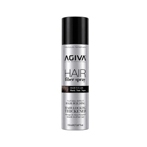 اسپری پرپشت‌کننده و فیبر مو آگیوا مدل HAIR FIBER SPRAY رنگ مشکی (Black) مناسب انواع مو با جلوه طبیعی و ضدآب حجم ۱۵۰ میل